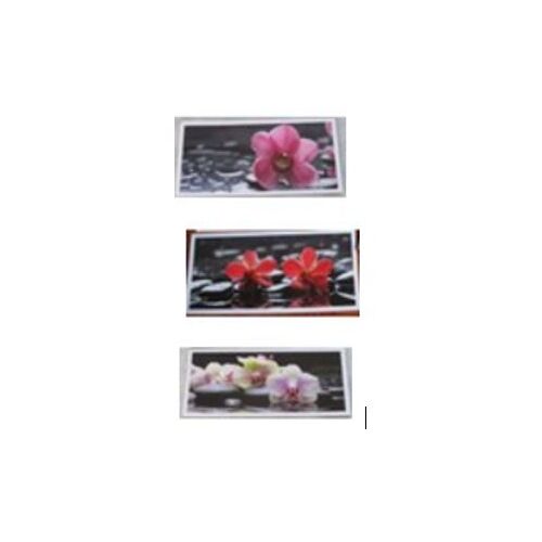 Trois Cartes Doubles Avec De Délicates Orchidées Sur Des Pierres Noires Avec Des Gouttes D’Eau-Modèles Différents (Rose, Rouge, Blanc) - 19x9cm-Éditées Par Solidarités International