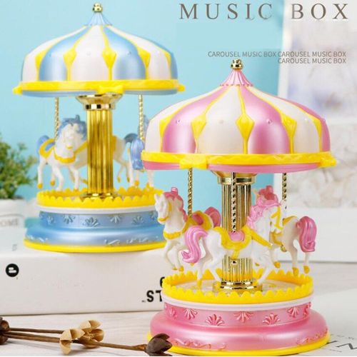 Boîte À Musique Électronique Carrouusel Mani-Go-Round, 1 Pièce, Jouet Pivotant, Brillant, Cheval Carrousel, Cadeau D'anniversaire De Mariage, Décoration De Maison
