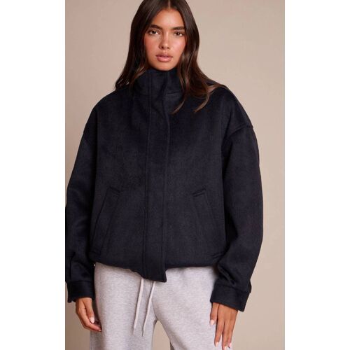 Veste Bomber Bleu Marine À Col Entonnoir, Bleu Marine