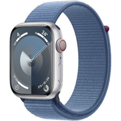 Apple Watch Series 9 GPS + Cellular - Boîtier Aluminium 45 mm Argent Bleu