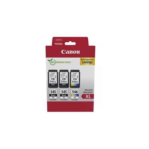 Canon PG-545 XL/CL-546XL Photo Value Pack - Brillant - pack de 2 - à rendement élevé - noir, couleur (cyan, magenta, jaune) - original - 100 x 150 mm 50 feuille(s) boîte de suspension - jeu de...