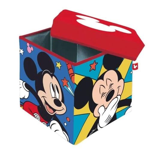 Pouf Siège et Boîte de rangement Mickey Mouse - Licence Mickey Mouse - 30x30x30cm - Multicolor