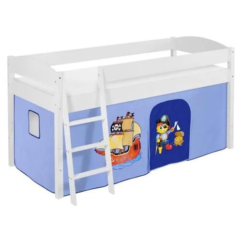 Lit surélevé évolutif IDA 4105 Pirate bleu - LILOKIDS - blanc laqué