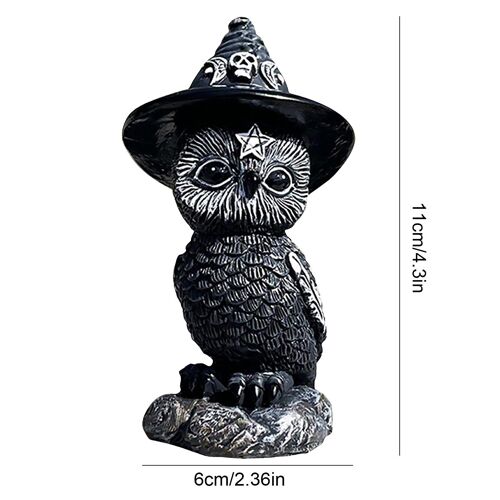 Statue De Hibou En Résine Pour Hallloween, Chapeau De Sorcière, Sculpture De Bureau, Animal, Ornement De Maison, Art De Collection, Cadeau De Décoration Pour La Maison
