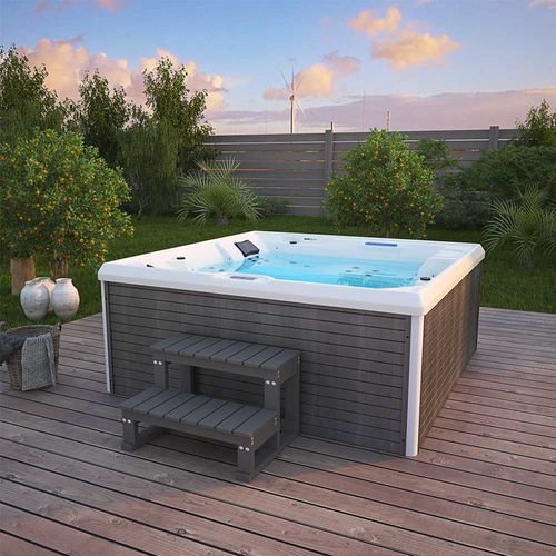 HOME DELUXE Spa extérieur 'STREAM BIG PLUS' Chauffage et buses de massage inclus, pour 5 personnes I Spa de jardin, Bain à remous extérieur, Spa et Bien-être , Bain A Remous Et Massage