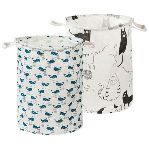 Panier à linge en lin et coton pour enfants, panier à linge sale rond, seau de rangement étanche de grande capacité pour la maison