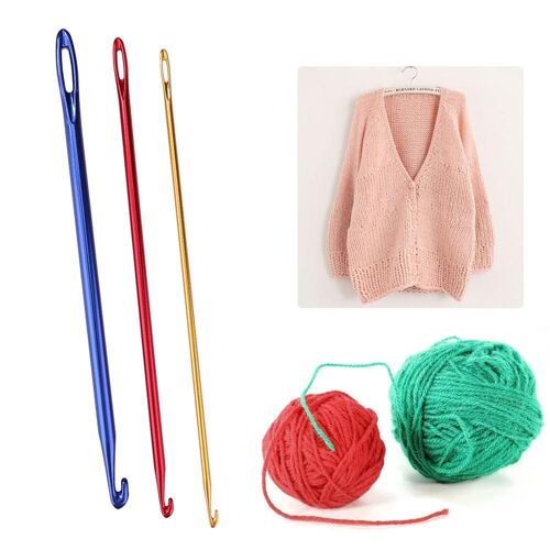 Crochet en aluminium, lot de 3 pièces, 2.75mm 4.0mm 6.0mm, outil de tissage de tricot avec ¿illet, fils artisanaux de couture