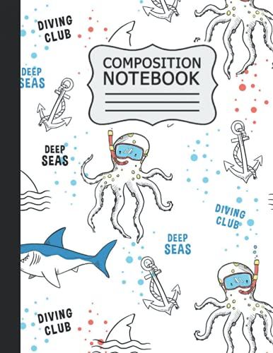 Sharks Composition Notebook: Sharks : Wide Ruled Lined Journal For School, Office And Home .