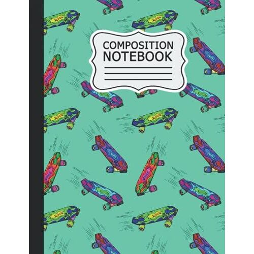 Skateboarding Composition Notebook: Skateboarding Wide Ruled Composition Book