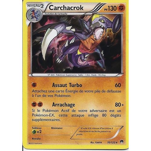 Carte Pokemon Francaise Carchacrok Holo 70/122 Rupture Turbo