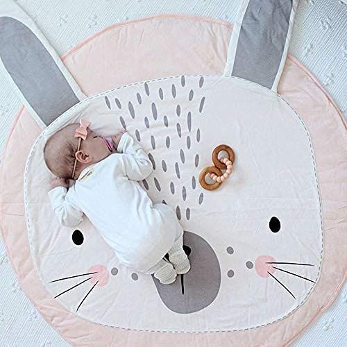 Rose Tapis Éveil Jeu Bébé Coton Rond Animaux Lapin Moquette Enfant Tapis Chambre Bebe Fille Garcon Cadeau(Rabbit)