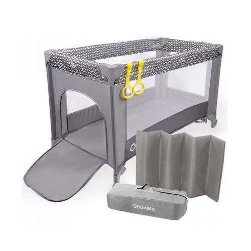 Lionelo Lit Parapluie Bébé Pliable Avec Sac Et Accessoires - Gris Scandi
