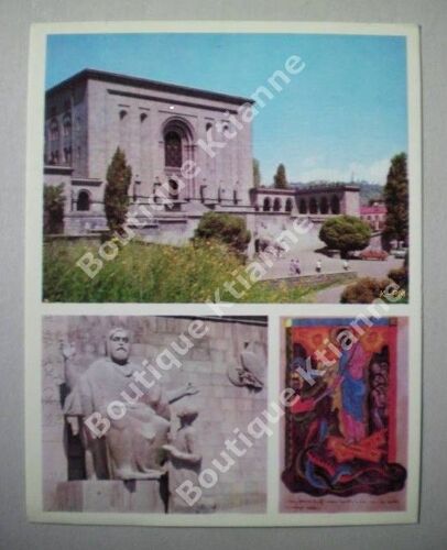 Erevan (Arménie) - Carte Postale Vintage - 18 X 14 Cm - Matenadaran Machtots + Sculpture Tchoubarian + Ancienne Miniature Arménienne.