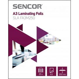 Plastique Pour Plastifieuse Sencor - Sla Fa3m250 - Feuille De Plastification A3 25 Pièces.