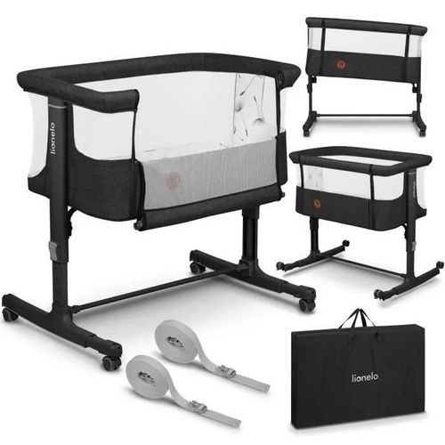 Lit Bébé Cododo Lionelo Aurora 3en1 - Réglage De La Hauteur Et De L¿Inclinaison - Jusqu'à 9 Kg - Gris Foncé