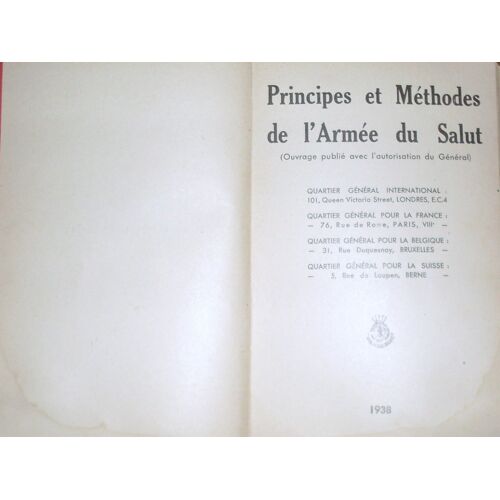 Principes Et Methodes De L'armee Du Salut
