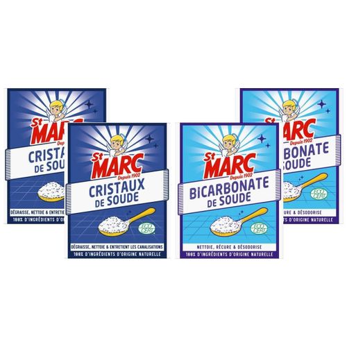 ST MARC Poudres Cristaux de Soude 2x680g + Poudres Bicarbonate de Soude 2x680g