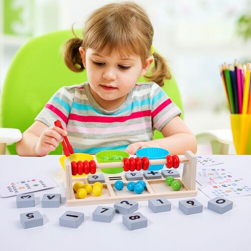 Boulier Enfant - Aqsacokiya - Avec Avec Cartes De Calcul - Blocs De Chiffres - Jouet Éducatif Pour 3 4 5 6 Ans Enfant