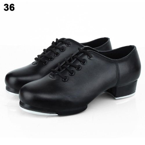 Chaussures De Claquettes À Semelle Fendue En Cuir Pour Femmes,Chaussures De Claquettes À Lacets Pour Adultes Et Unisexes,Chaussures De Danse Jazz - Type Black-43