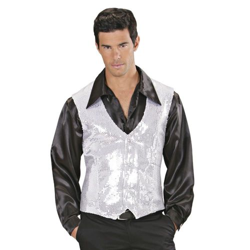 Déguisement Disco Boléro Sequin Argent Homme