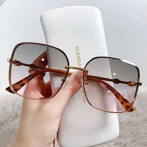 Lunettes De Soleil Vintage Pour Femmes, Uv400, Carrées, Marron, En Métal