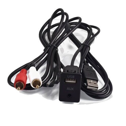 Adaptateur de tableau de bord de voiture 2 RCA AUX USB mâle, 2RCA, Toyota, Honda, BMW 3, 5