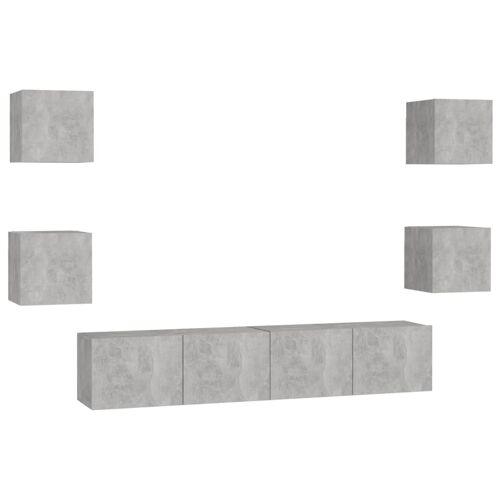 vidaXL Ensemble de meubles TV 6 pcs Gris béton Aggloméré