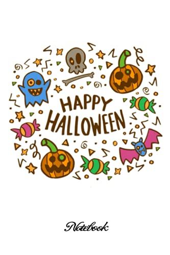 Notebook - Happy Halloween Pumpkin Journal 52: Halloween Journal_6in X 9in X 114 Pages White Paper Blank Journal With Black Cover Perfect Size
