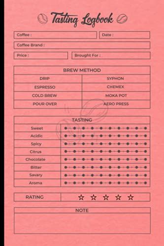 Coffee Tasting Logbook: Coffee Log Book, Coffee Tasting Record Book, Coffee Tasting Journal, Size 6"X9", 120 Pages (Volume-10)