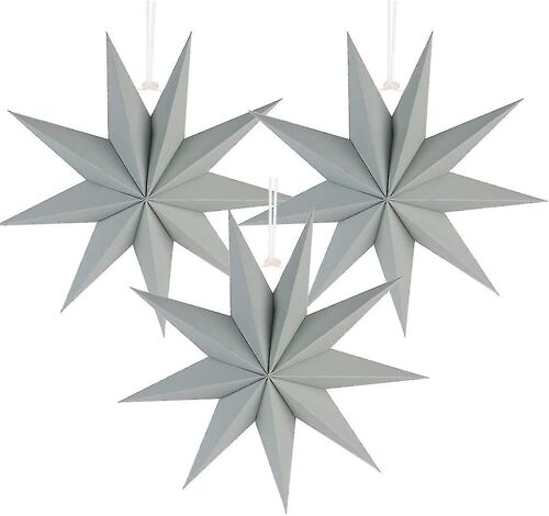 Noël 9 Corner Paper Stars Holiday Party Décorations 30cm (gris) 3 Piecesbd