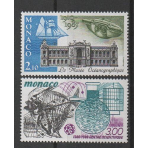 Monaco 1985: Série De 2 Timbres Commémmoratifs Pour Le Musée Océanographique Et Le Comité Scientifique.