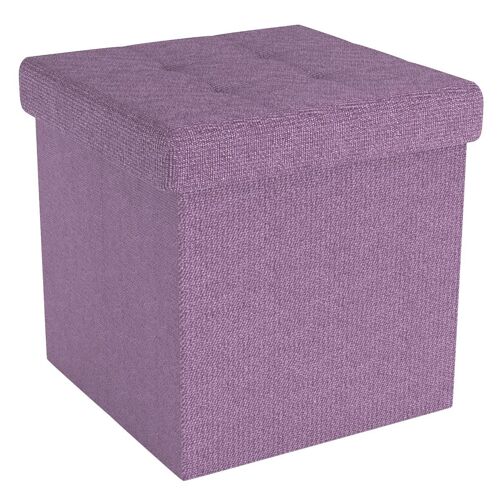 Intirilife Pouf pliable 38x38x38cm en LOTUS ROSA - Siège en cube avec espace de rangement et housse en tissu avec creux - Siège en cube repose-pieds coffre de rangement pouf coffre