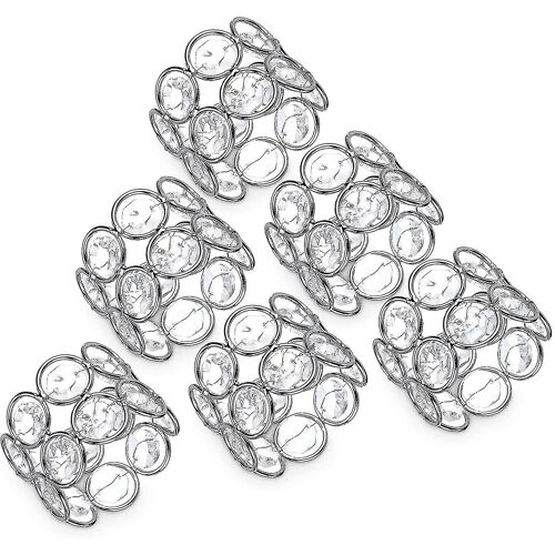 Anneaux de serviette en cristal, Porte-serviettes perles, Décor de table 6 Pack, Argent