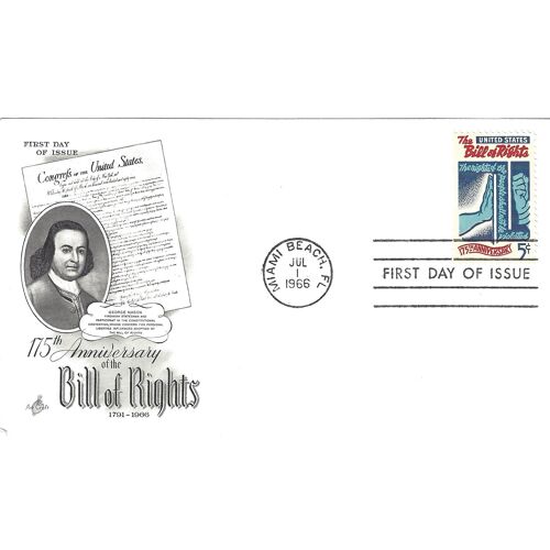 Enveloppe Premier Jour - Fdc - Usa - 1966 - Bill Of Rights - Scott 1312