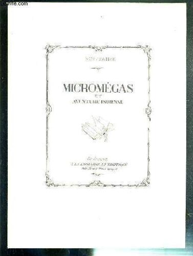 Micromegas Et Aventure Indienne / Collection Petits Textes Des Grands Auteurs.