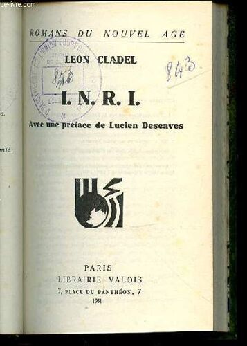 I.N.R.I. - Romans Du Nouvel Age / Avec Une Preface De Lucien Descaves.