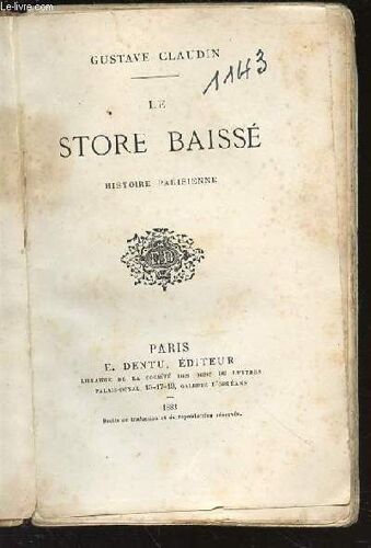 Le Store Baisse : Histoire Parisienne.