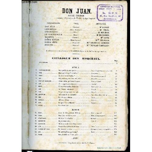 Don Juan : Opera En 2 Actes Et 12 Tableaux - Musique De Mozart / Partition Chant & Piano.