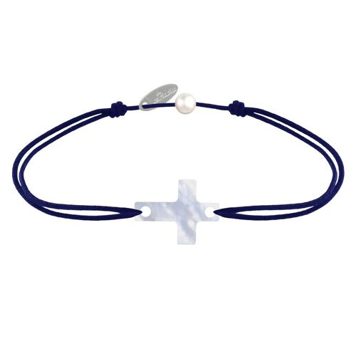 Les Poulettes Bijoux - Bracelet Lien Petite Croix En Nacre