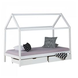 Lit Enfant Avec Matelas Cadre De Lit Cabane Enfant 90x200 Cm Blanc Avec Tiroirs