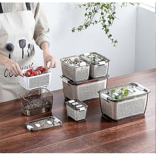 Récipients de stockage de fruits de légumes de produits frais - Restez frais Récipients pour réfrigérateur - Drainant Crisper