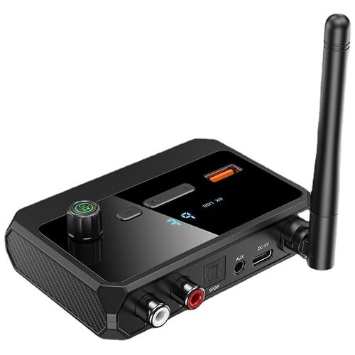 Bluetooth 5.3 Affichage numérique Bluetooth Récepteur Adaptateur coaxial à fibre optique Prend en charge le lecteur MP3 à disque U