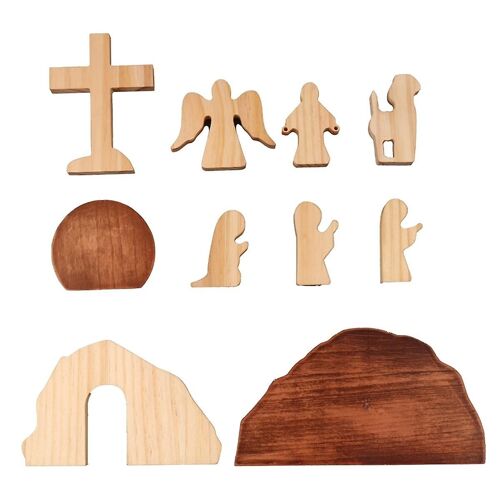 Pâques Jésus Résurrection Scène Reproduction Bois Massif Bureau Ornements Décoration De Vacances