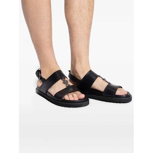 Versace Sandales Medusa En Cuir - Noir