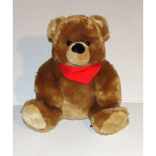 Peluche Ours Trudi Foulard Rouge - Doudou Ours Assis 26 Cm