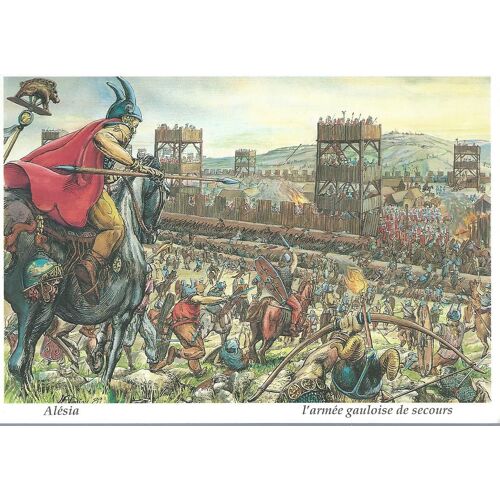 Carte Postale Moderne " Éditions La Licorne Bleue - 21150 Flavigny ) " : " Alésia : L'armée Gauloise De Secours - Septembre 52 Avant J.C. " ( Illustration : Jean-François Daniau )