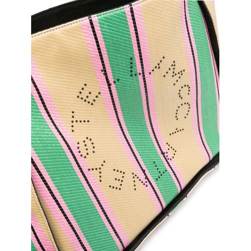 Stella McCartney sac cabas rayé à logo - Vert