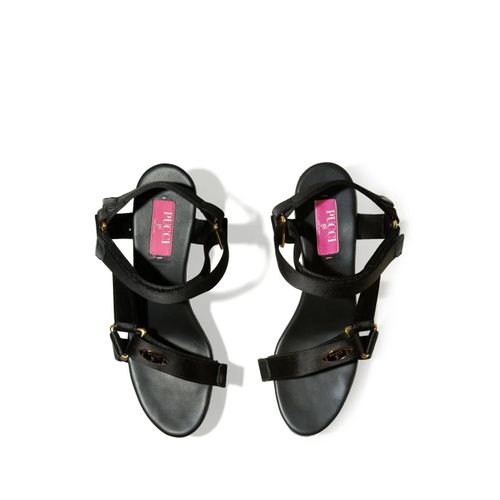 Pucci Sandales Compensées Crush À Plaque Logo - Noir