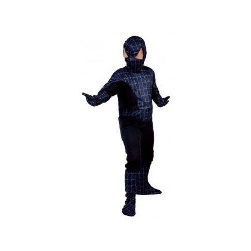 Déguisement Spider Héros Noir Enfant 10-12 Ans (Combinaison, Cagoule, Gants)