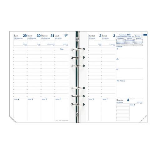 Quo Vadis Recharge Timer Format 17, 1 Semaine Sur 2 Pages À La Verticale Papier Blanc